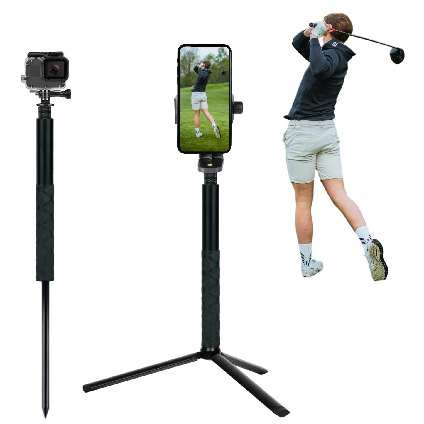 Swing Recorder Tripod — Phone Mount with Ground Spike