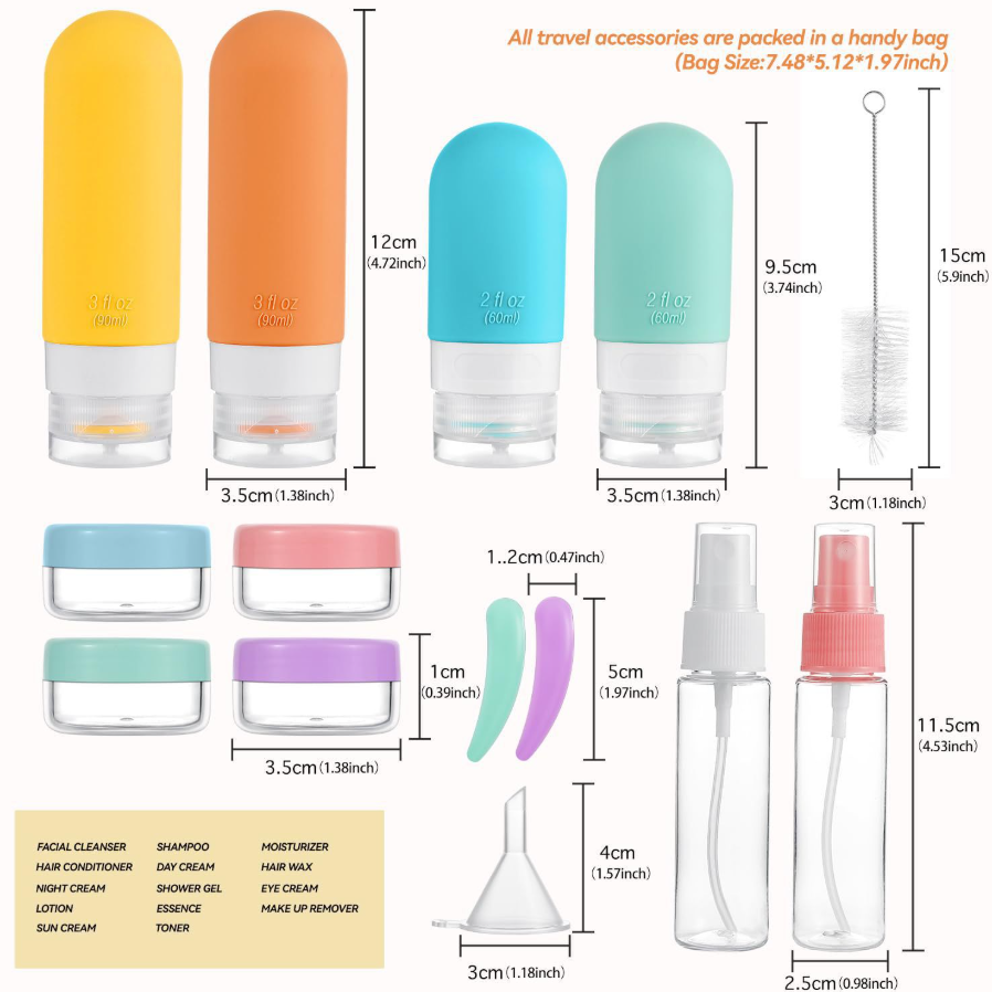 The Carry-On Decant Kit — 16-Piece Silicone Bottle Set