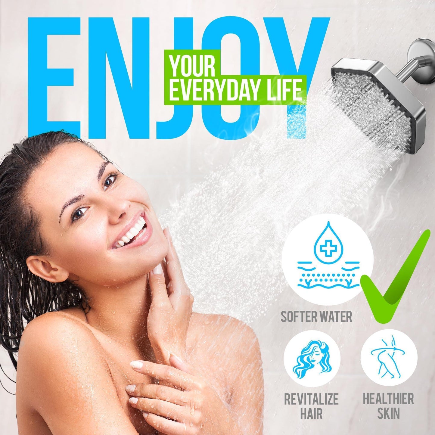 Luxury Filtered Shower Head – High Pressure Rainfall with Vitamin C Filter