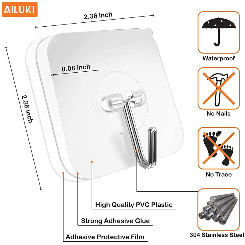 The Sure Hooks — Heavy-Duty Adhesive Hooks, 12-Pack