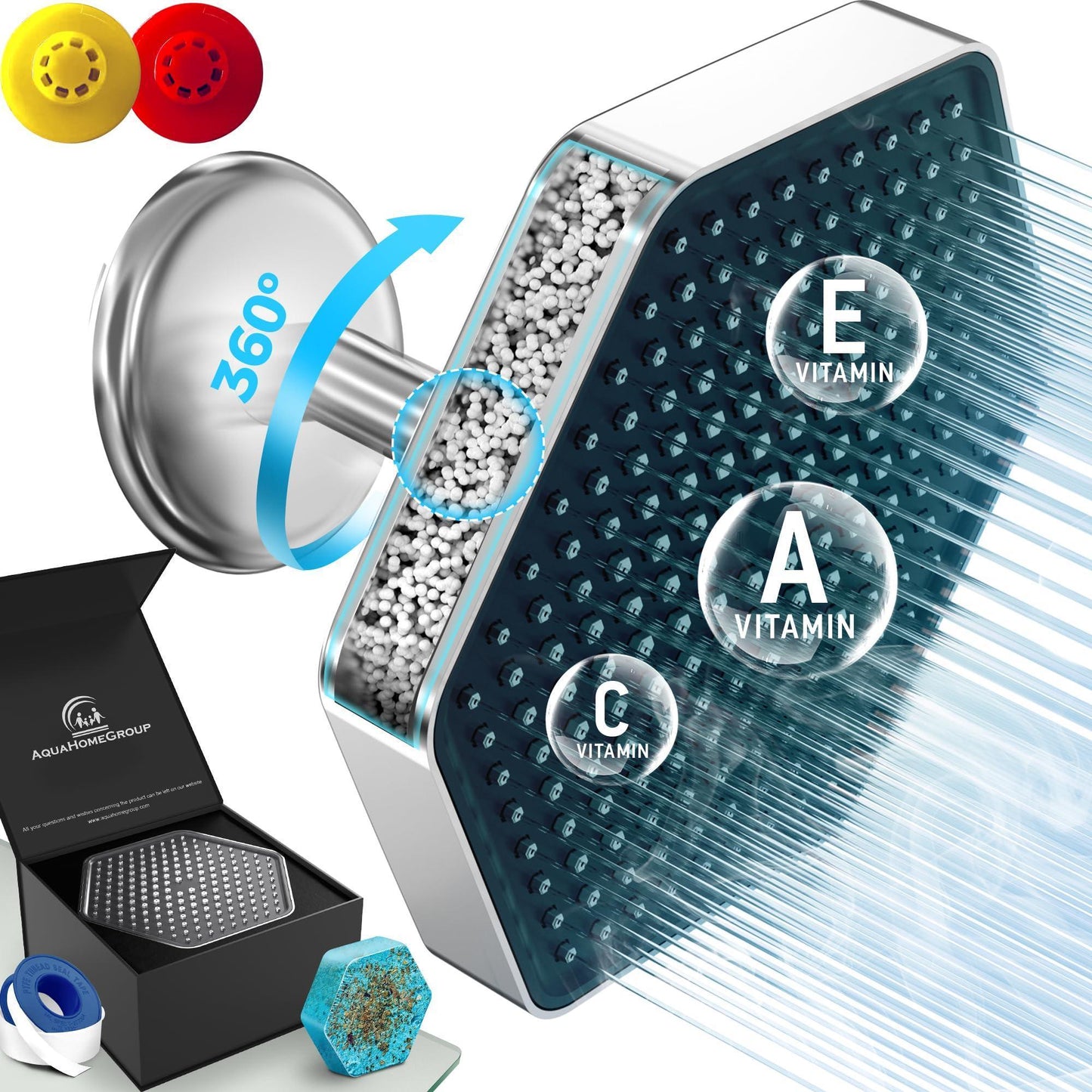 Luxury Filtered Shower Head – High Pressure Rainfall with Vitamin C Filter