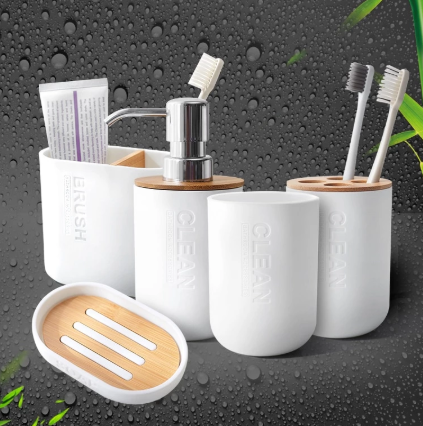 The Bath Set — Nordic Bamboo Accessories (6pc)